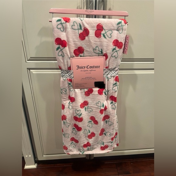 Juicy Couture Other - Juicy Couture Pink and Red Heart and Cherry Valentine’s Blanket Throw